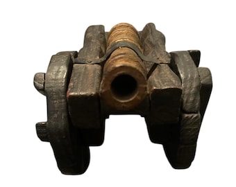 Handmade Wooden Antique Model Canon Object Fighter of Collection L61