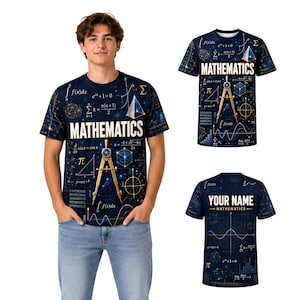 Unisex matematik 3D-t-shirt, anpassad namn matematiklärare student gåva t-shirt