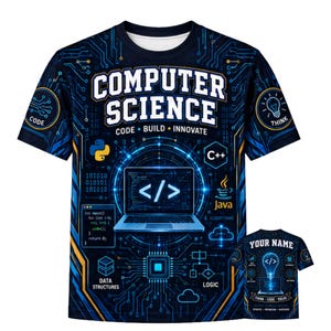 Computer Science 3D T-Shirt, Personalized Coding Shirt, Programmer STEM Gift