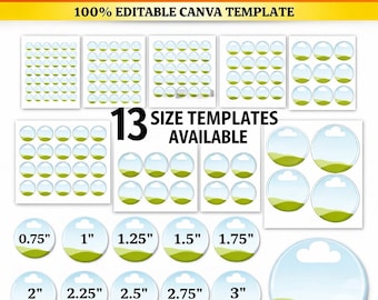 Paquete de plantillas de pins de botón, descarga digital, plantillas editables de círculos de insignias, sublimación PNG SVG, pinback en blanco de 1 a 4 pulgadas