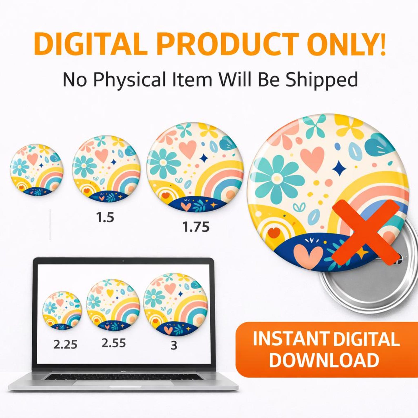 Button Pin Template Bundle Digital Download, Editable Badge Circle ...