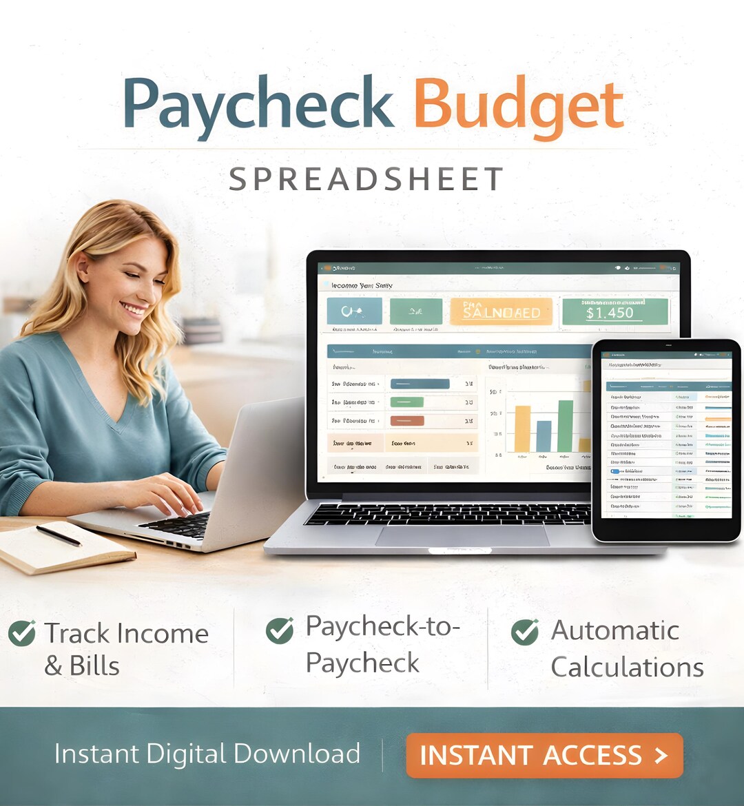 Paycheck Budget Spreadsheet, Weekly Google Sheets Budget Planner With