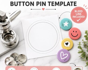 Gabarit Canva pour bouton de 5,7 cm (2,25 pouces), guide des tailles, marges perdues, idéal pour les vendeurs de marchés artisanaux et les créateurs DIY, téléchargement instantané