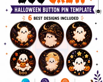 Modèle de badge d'Halloween « Boo Crew », badge assorti pour groupe de fantômes (PNG/SVG, téléchargement numérique modifiable Canva)