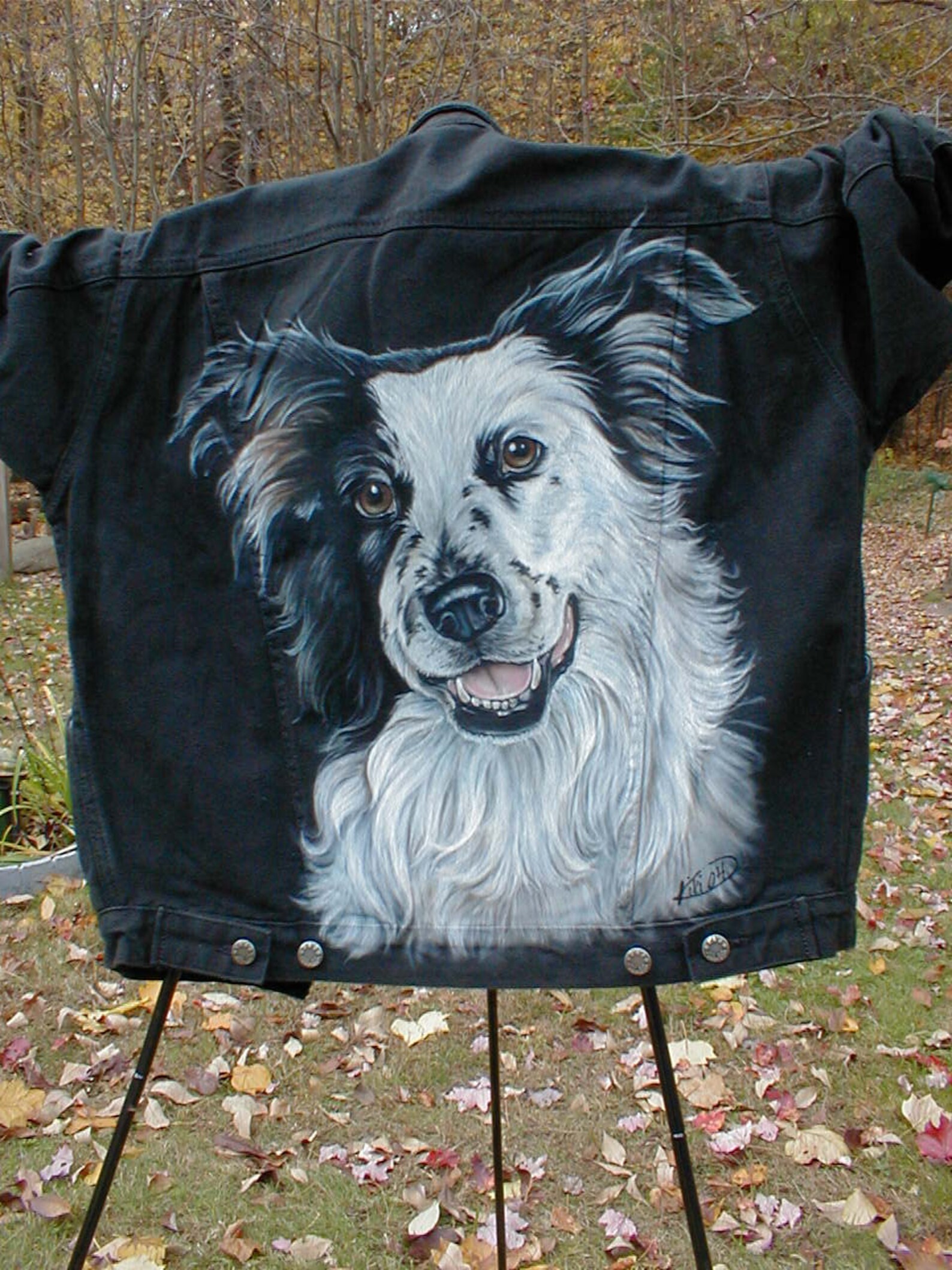 Border collie denim jacket custom pet portrait Etsy