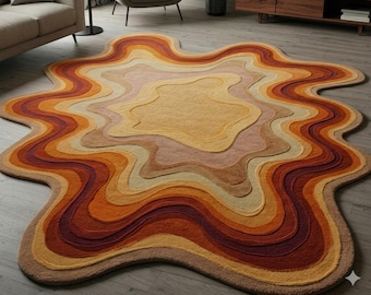 Alfombra tejida a mano con patrón geométrico, moderna para sala de estar.