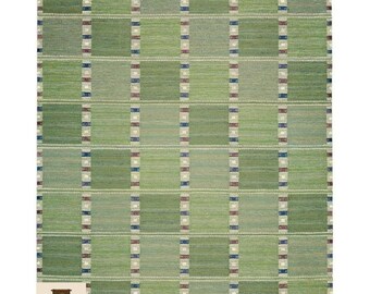 Green Checkered Area Rug, Handwoven Dari Carpet, Modern Geometric Rug, Living Room Rug