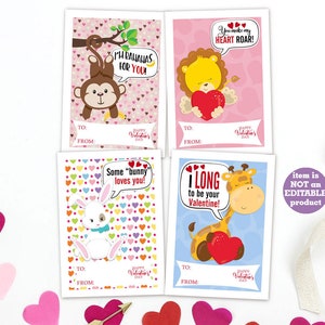 Printable Valentine Cards for Kids, Classroom Valentines, Valentine Cards for Kids, Kids Valentines Printable, Instant Download