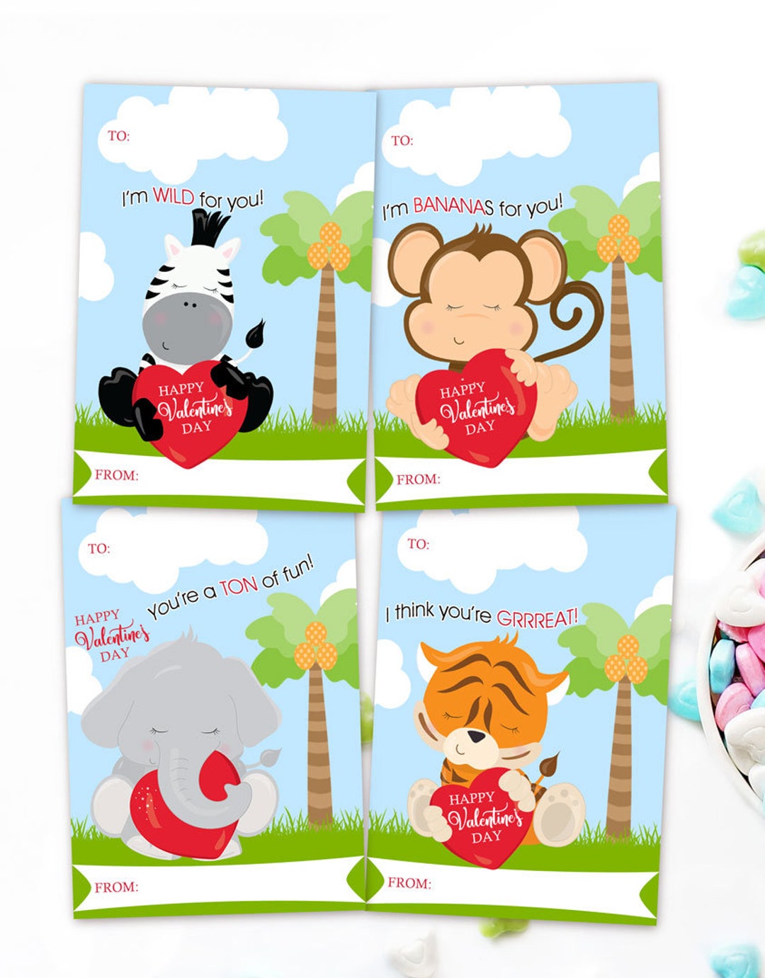 Printable Valentine Cards for Kids, Classroom Valentines, Kids ...