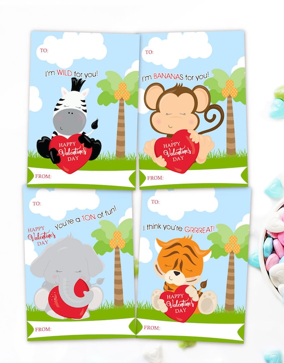 Printable Valentine Cards for Kids Classroom Valentines Kids | Etsy