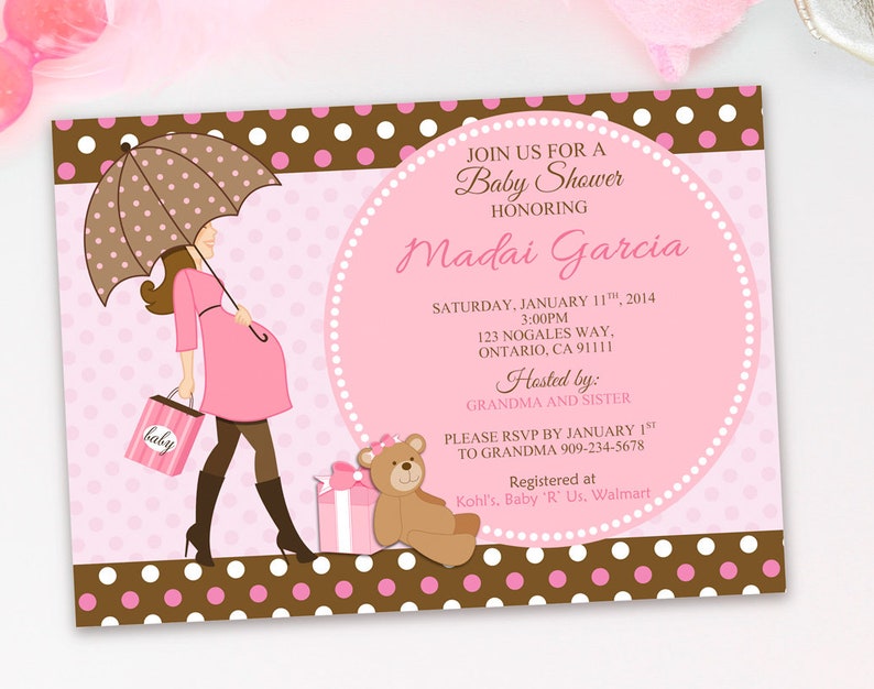 teddy bear baby shower invitations girl