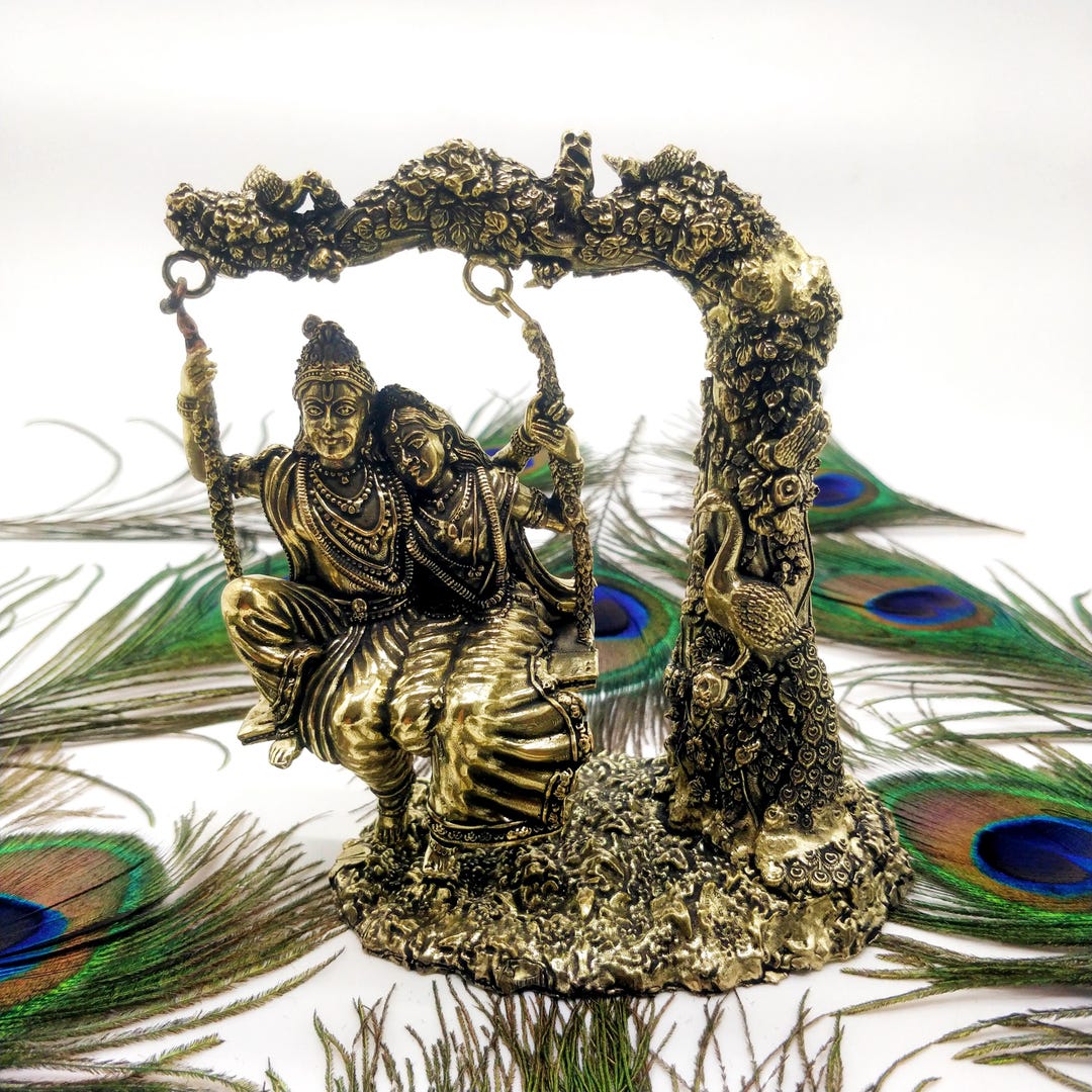 brass-radha-krishna-swing-statue-eternal-love-jhoola-idol-divine