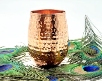 Handgehämmerter Reiner Kupferbecher | 3,5-Zoll-Ayurveda-Trinkglas | Stemless Shot Cup | Wellness & Home Decor Geschenk