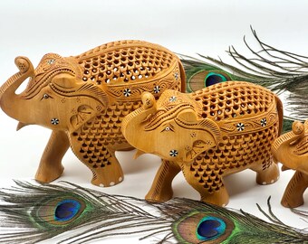 ムガル時代の手描きの象の像、インドの手工芸品、芸術愛好家への贈り物