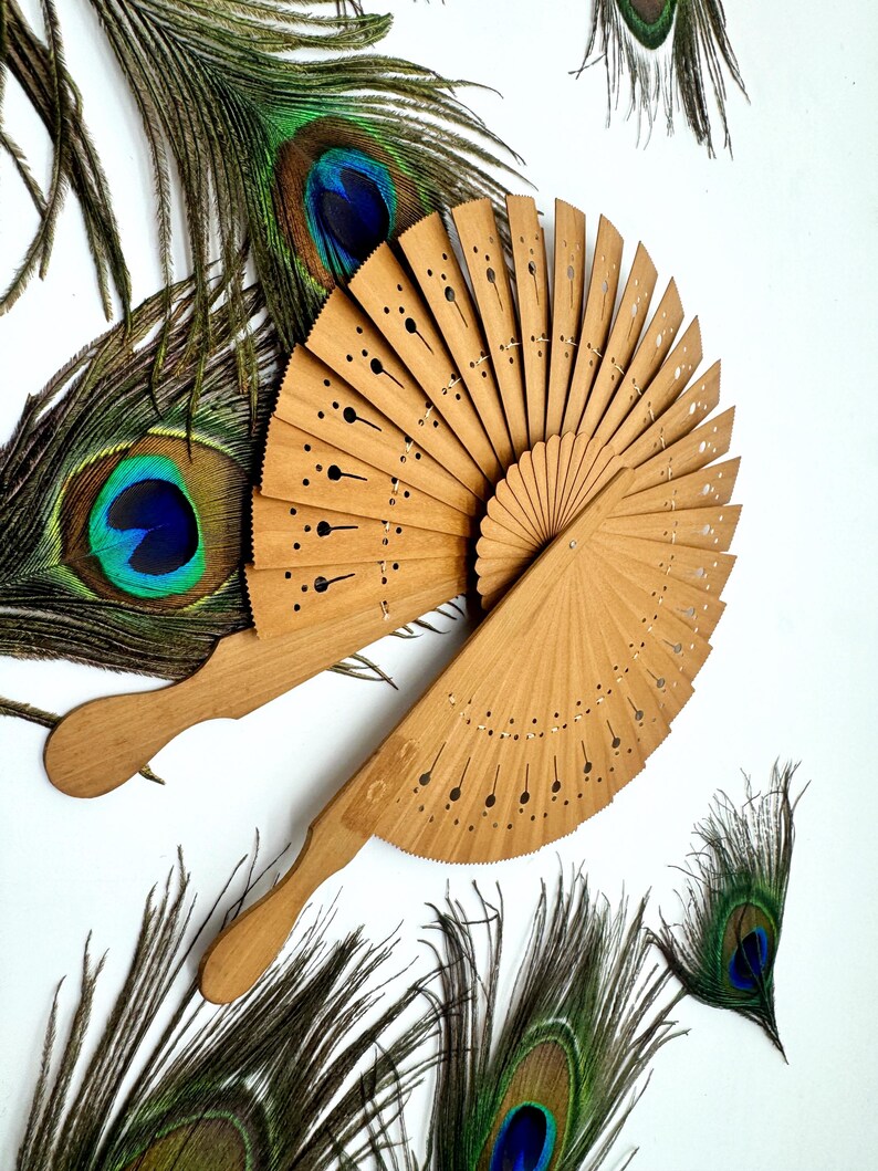 Foldable Wooden Hand Fan Set | Natural Cooling Accessory - Etsy