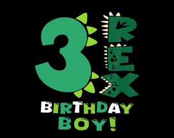 3rd Birthday PNG,Three R-ex Dinosaur 3 Year Old Party.Birthday boys Design.