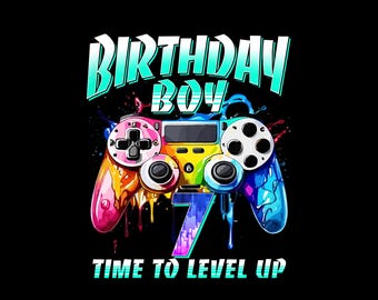 Level 7 Unlocked PNG, Boy Gamer png, Unlocked PNG, 7th Birthday png, 7 Years Old, Happy Birthday PNG, Video Game, Birthday png