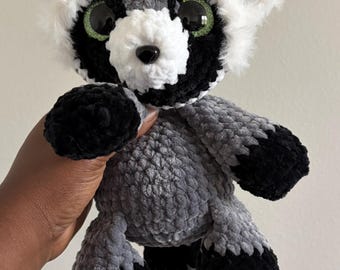 Splooting Raccoon Crochet Plush