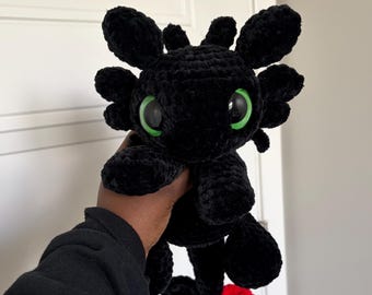 Splooting Dark Dragon Crochet Plush