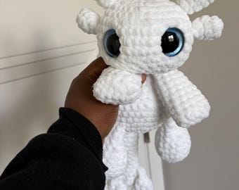 Splooting Light Dragon Crochet Plush