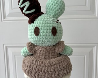 Mint Chocolate Chip Crochet Bunny Plush