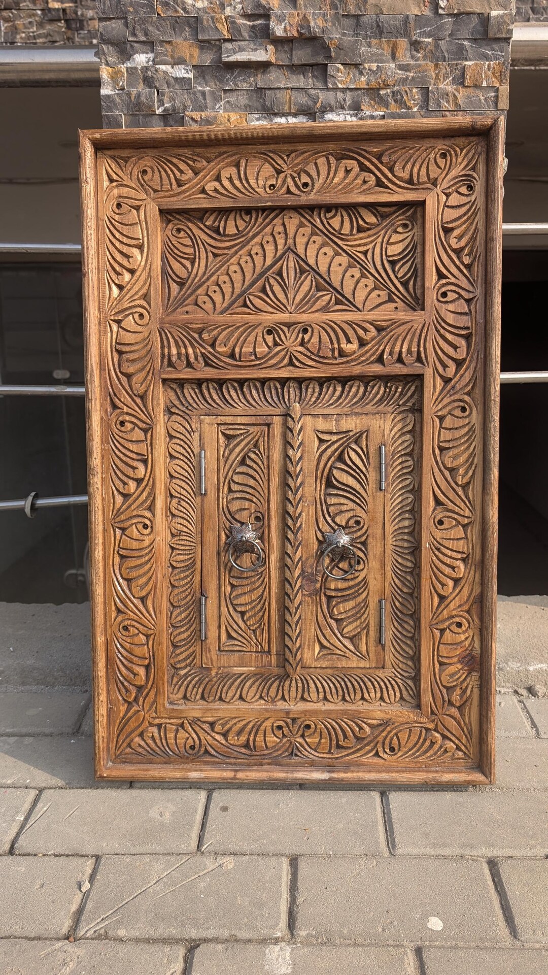 Indian Window Frame Hand Carved Wooden Jharoka Mirror Frame - Mughal Style Wall Decor ...