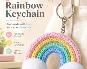 Gehäkelter Regenbogen Schlüsselanhänger, handgemachter Regenbogen Taschenanhänger, nettes Geschenk für Sie