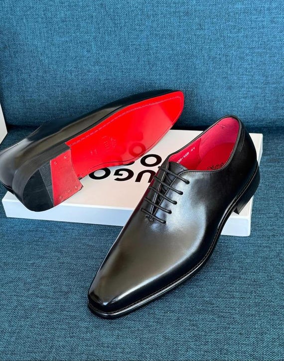 Chris Loub Inspired Black Patent Oxford Shoes for Men – Handmade Luxury Dress Shoes