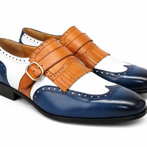 Men’s Handmade Multi Color Double Monk Strap Shoes – Luxury Leather Formal Dress Shoes