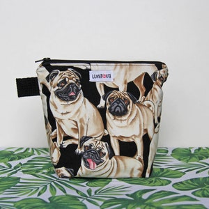 Reusable sandwich bag, reusable snack bag, ecofriendly, zero waste, zippered bag, cosmetic bag, ProCare lined Pug Dog image 1