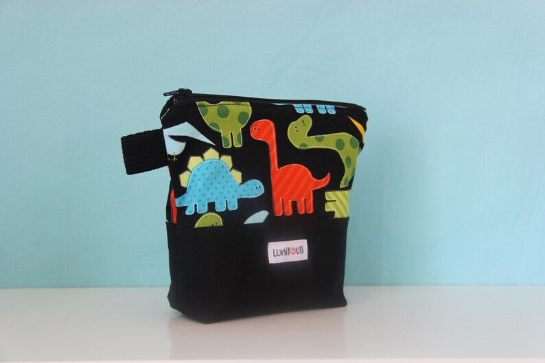 Reusable sandwich bag, reusable snack bag, ecofriendly, zero waste, zippered bag, cosmetic bag, ProCare lined Jurassic Bag image 3