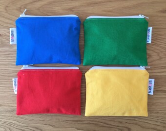 Board game pouch, board game bags, coton bag, pouch for token, board game pieces bag, wallet - set of 4 colors - Red, blue, green and yellow