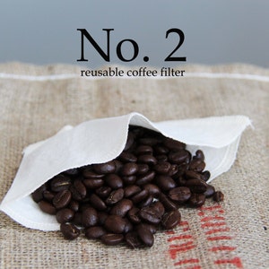 Reusable Coffee Filter - set of 2 - Organic cotton and hemp muslin fabric - Ecofriendly - Paper filter alternative - Cone size #2