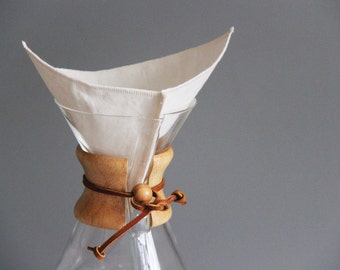 Wiederverwendbarer Bio-Kaffeefilter, Chemex-Stil 8 Tassen, 1 Filter, Bio-Baumwollgewebe, ungebleicht / ungefärbt, umweltfreundlich