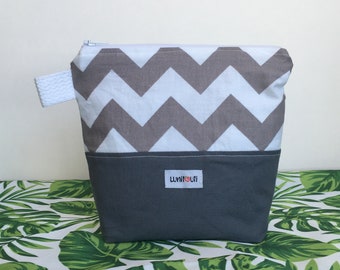 Reusable sandwich bag, reusable snack bag, reusable zippered bag, ecofriendly, zero waste, snack bag, reusable, food safe Gray white chevron