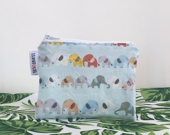 Reusable snack bag, ecofriendly, zippered, ProCare lined - Small elephant in line