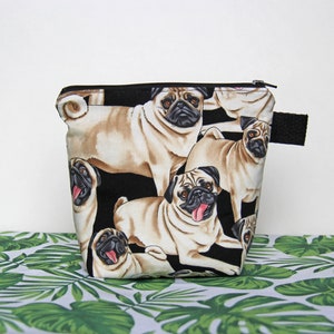 Reusable sandwich bag, reusable snack bag, ecofriendly, zero waste, zippered bag, cosmetic bag, ProCare lined Pug Dog image 3