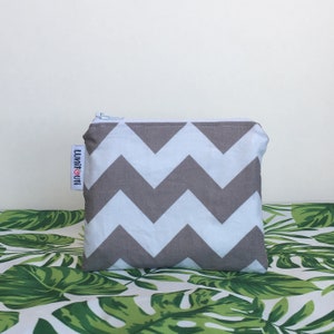 Saco de lanche reutilizável, saco de sanduíche reutilizável, saco com zíper reutilizável, ecologicamente correto, desperdício zero, saco de lanche, reutilizável, seguro para alimentos Chevron cinza pequeno