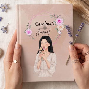 Personalized Floral Journal: Custom Floral Hardcover Notebook, Floral Woman Gift, Journal with Bible verse, Minimalist Personalized Journal