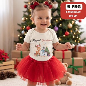 Baby's First Christmas PNG Bundle, 5 Baby Christmas Designs, 300 DPI Digital Download, Sublimation Clipart