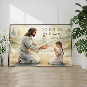 Arte bíblico de Isaias 41:13 No temas, yo te ayudo. cuadros cristianos. Mural Cristiano. Versículos bíblicos cristianos (descarga digital)