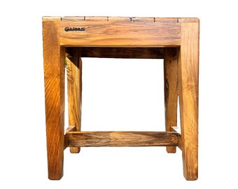 Premium Teak Wood Stool for Home & Bathroom (38 * 25 * 40) | Handcrafted Multipurpose Wooden Stool for Sitting, Foot Rest, Plant Stand