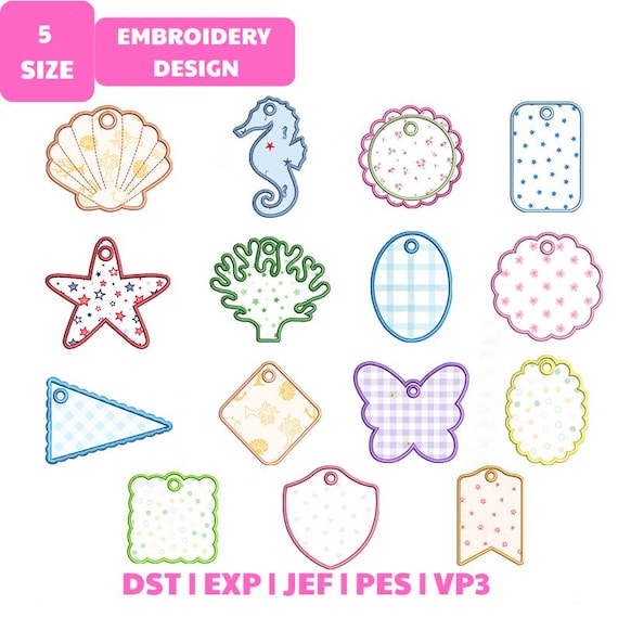 ITH Bag Tag Applique Machine Embroidery File, Name Tag Design (Instant Download)