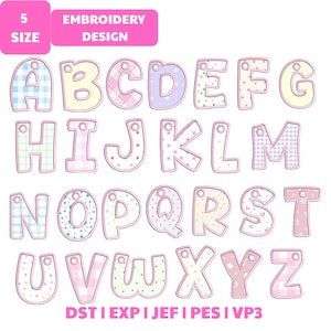 ITH Alphabet Applique Machine Embroidery File Bundle, Keychains Design (Instant Download)