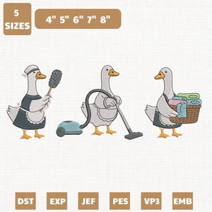 Fichier de broderie Machine gouvernante oie, conception de service de nettoyage (téléchargement instantané)