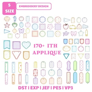 170+ Ith Applique Embroidery Designs Bundle, School Tag Birthday Design (Instant Download)