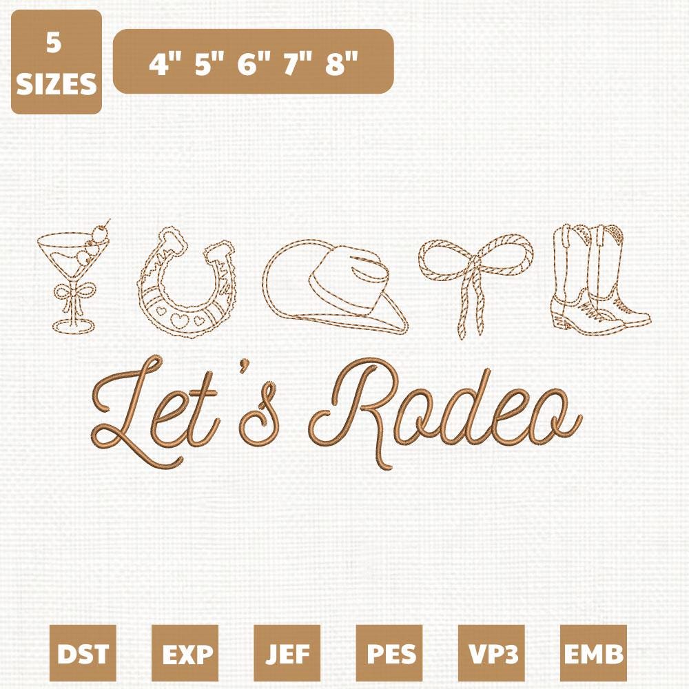 Machine Embroidery Rodeo Let’s Rodeo Western Cowgirl Machine Embroidery File, 4-8 Inches ...