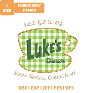 Luke’s Diner Herbst-Applikationsstickdatei, herbstliches Mädchen-Design (Sofort-Download)