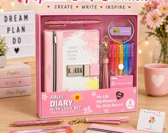 Lockable Diary for Girls with Accessories, Tween Journal Gift Set for Ages 8 to 12