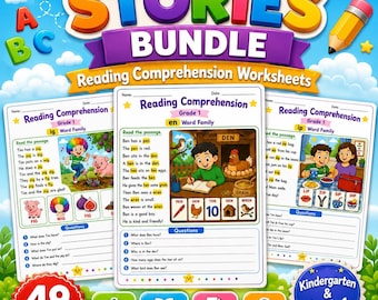 CVC Word Family Stories: 49 Reading Comprehension Worksheets for Kindergarten and First Grade PDF